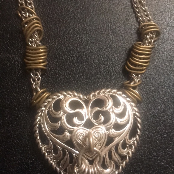 Mixed metal 💜 HEART necklace 24 inch chain 32 inch total - Picture 7 of 9